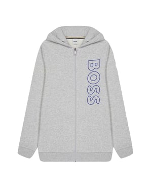 Boss Kinderjas met capuchon en logo, standaardmodel (Grijs)