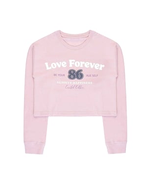 Miso Meisjes Love Crop Sweatshirt (Roze)