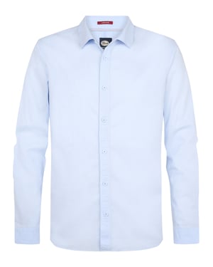Petrol Industries - Heren Effen linnenmix overhemd Canyonero - Blauw