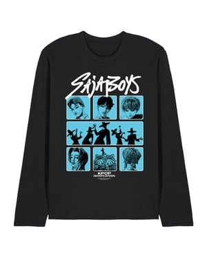 K-Pop Demon Hunters Unisex Volwassen Saja Jongens Geposteriseerde Vierkante Langsleef T-Shirt (Zwart)