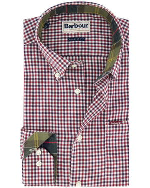 Barbour overhemd rood geruit katoen slim fit