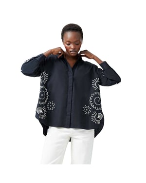 French Connection Dames/Dames Relaxed Fit Shirt Met Lange Mouwen (Zwart/Crème)