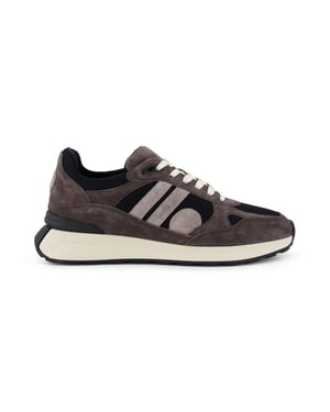 Blackstone bruin zwart effen sneakers suede