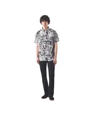Pretty Green Heren Molineux Regular-shirt met korte mouwen (Zwart, Wit)