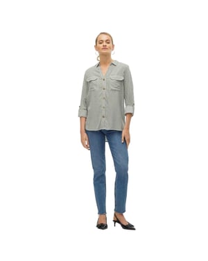 Vero Moda Dames-shirt met lange mouwen, standaardpasvorm (Laurierkrans)