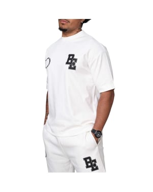 Blank Essentials Oversized T-shirt van katoenmix voor heren (Gebroken wit)