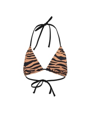 SoulCal Bikinitop voor dames met tijgerprint en strik aan de achterkant (Zwart/Bruin)