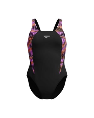 Speedo Dames/Dames Splice Eendelig Zwempak (Zwart/roze)