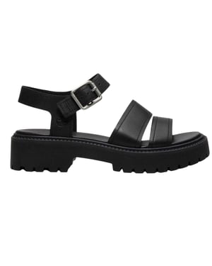 Timberland Lederen platte gladiatorsandalen voor dames (Zwart)