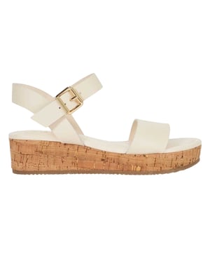 Dune London Leren plateausandalen voor dames (Ecru)