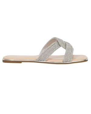 Dune London Lo Lavenham platte slippers voor dames (Zilver)