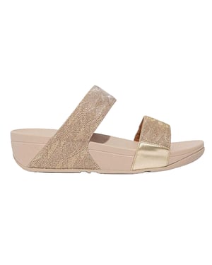 FitFlop Glitz-slippers met dubbele bandjes voor dames (Roze Goud)