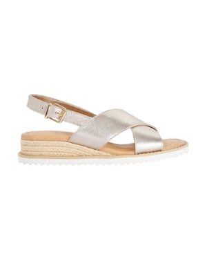 Dune London Lemesos leren platte sandalen voor dames (Goud)