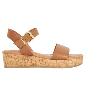 Dune London Leren plateausandalen voor dames (Tan)