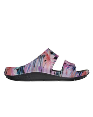 Skechers Archfitwave-slippers met bloemenprint en open teen voor dames (Zwart/Multikleurig)