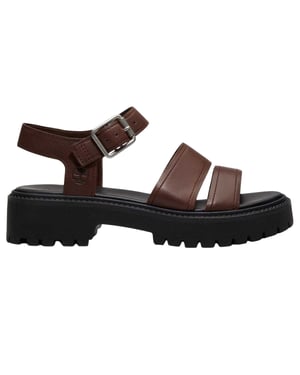 Timberland Lederen platte gladiatorsandalen voor dames (Bruin)