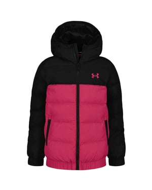 Under Armour Lichtgewicht pufferjack met kleurblokken voor kinderen (Zwart/roze)