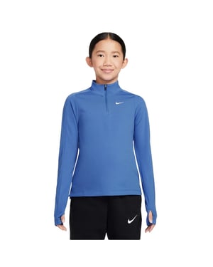 Nike Dri-FIT-shirt met halve rits en lange mouwen voor meisjes (Blauw)