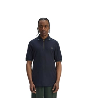 Fred Perry Heren Ritssluiting Polo Shirt (Marine)