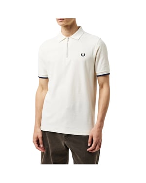 Fred Perry Heren Ritssluiting Polo Shirt (Ecru/Zwart)