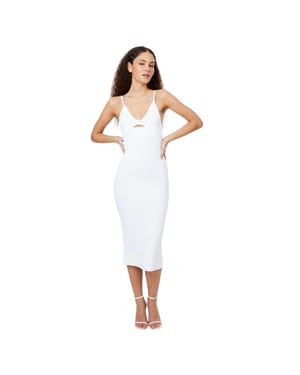 Jack Wills Midi-jurk met uitgesneden details en spaghettibandjes voor dames (Vintage Wit)