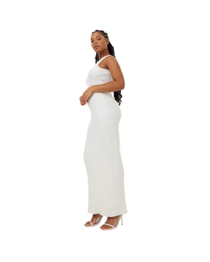 Jack Wills Gebreide maxi-jurk met racer-halslijn voor dames (Vintage Wit)