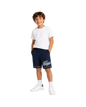 Lacoste Geweven trainingsbroek met logo voor kinderen (Zwart)