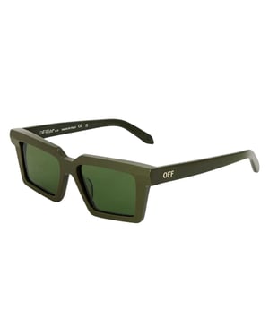 Off-White Unisex Windsor-zonnebril voor volwassenen met rechthoekig montuur (Militair Groen)