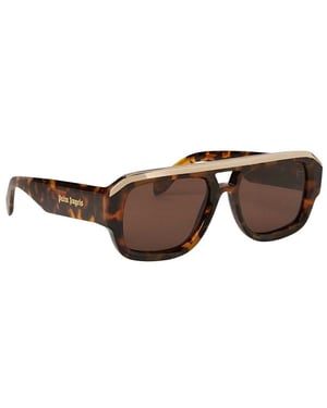 Palm Angels Rechthoekige Stockton-zonnebril voor heren (Havana Bruin)