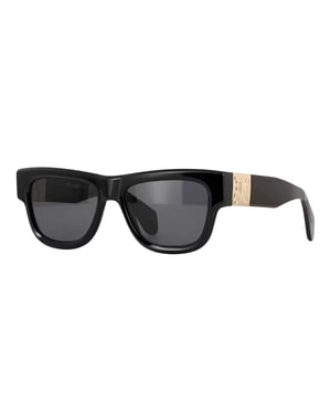 Palm Angels Merrill-zonnebril voor heren, rechthoekig model met gouden details (Zwart/Donkergrijs)