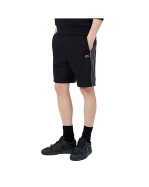 Lacoste Herenfleece-short met streep aan de zijkant (Zwart)