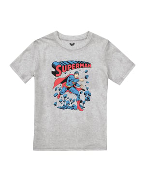 Superman Jongens Muurbreuk T-Shirt (Heide Grijs)
