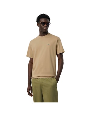 Lacoste Heren Geborduurd T-shirt met logo (Beige)