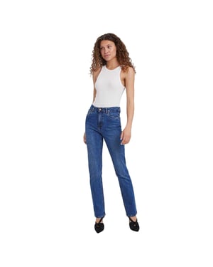 Vero Moda Drew-jeans met rechte pasvorm voor dames (Donkerblauw)