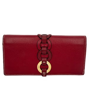 Chloé Darryl portemonnee met ringdetails in bordeauxrood leer.