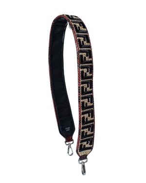 Fendi schouderband van raffia en pythonleer