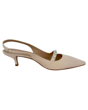 Stuart Weitzman pumps met kristallen versiering in beige leer