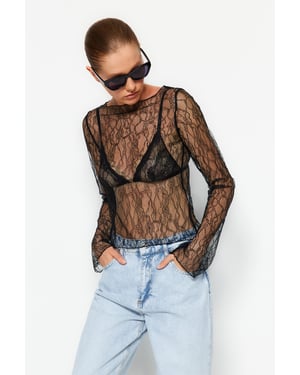 TRENDYOLMİLLA Dames Effen Lang Regular fit Blouses