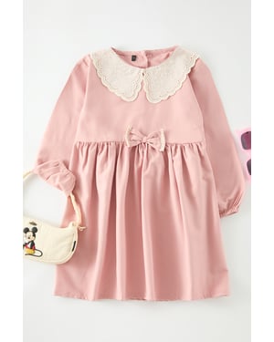 TRENDYOLKIDS Meisjes Roze Bloemen Midi Lang Casual Recht Jurken