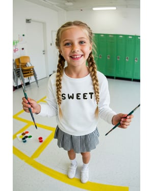 TRENDYOLKIDS Meisjes Ecru Slogan Midi Lang Casual Recht Jurken