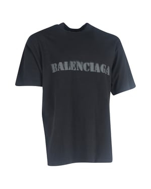 Balenciaga Logo Print Stencil Type T-Shirt in Zwart Katoen