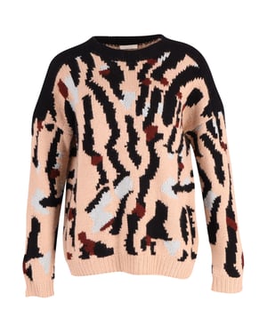 Chloe Gedrukt Chunky Gebreid Trui in Multicolore Kasjmier