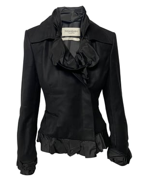 Yves Saint Laurent Rive Gauche Avondblazer in Zwarte Wol