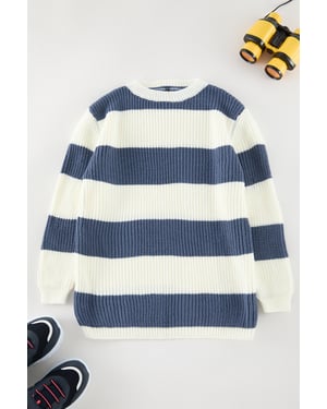 TRENDYOLKIDS Jongens Ecru Colorblock Lang Regular fit Truien