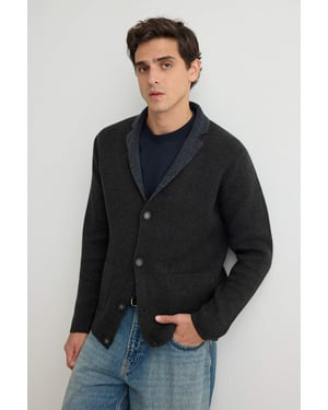 TRENDYOL MAN Heren Grijs Effen Lang Regular fit Vesten