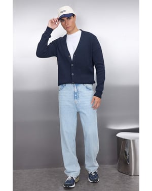 TRENDYOL MAN Heren Donkerblauw Effen Lang Getailleerd Vesten