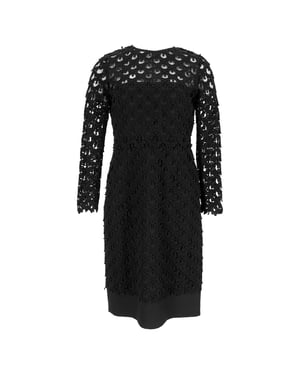 Valentino midi-jurk met kantpatroon in zwart katoen
