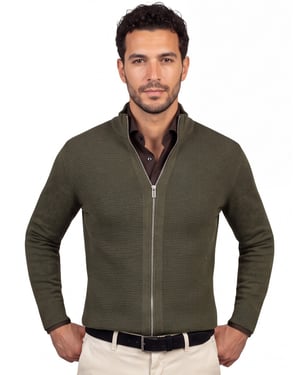 Katoenen Scotland blue vest groen effen normale fit