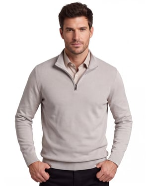 Half zip trui Gentiluomo beige textuur