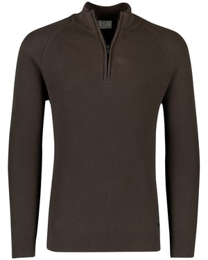 Trui Born With Appetite gebreide half zip bruin